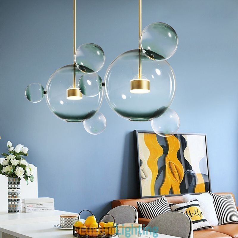 Designer Touch Decorative Pendant Light Glass Bubble Ceiling Light Gradient Green Lamp