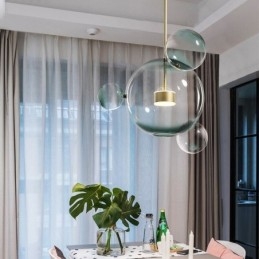 Designer Touch Decorative Pendant Light Glass Bubble Ceiling Light Gradient Green Lamp
