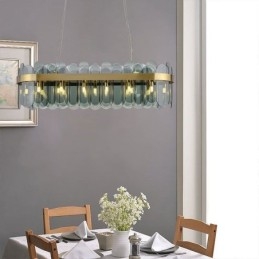 Designer Touch Decorative Minimalist Glass Pendant Light Unique Color Rectangle Ceiling Light Island