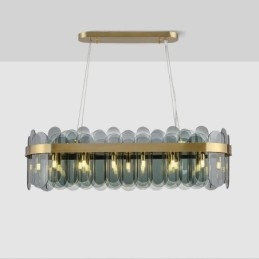 Designer Touch Decorative Minimalist Glass Pendant Light Unique Color Rectangle Ceiling Light Island
