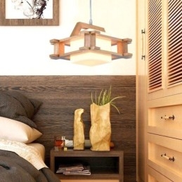 Designer Touch Decorative Nordic Style Oak Pendant Lamp with Frosted Glass Lamp Shade Cafe