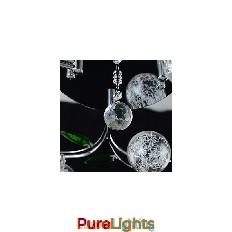 Designer Touch Decorative Chandelier 6 Light Country Aluminum Glass Chrome