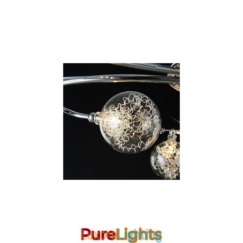 Designer Touch Decorative Chandelier 6 Light Country Aluminum Glass Chrome