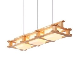Designer Touch Decorative Creative 3 Lights Oak Pendant Lamp Wood Ceiling Light Cafe