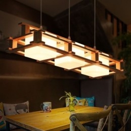 Designer Touch Decorative Creative 3 Lights Oak Pendant Lamp Wood Ceiling Light Cafe