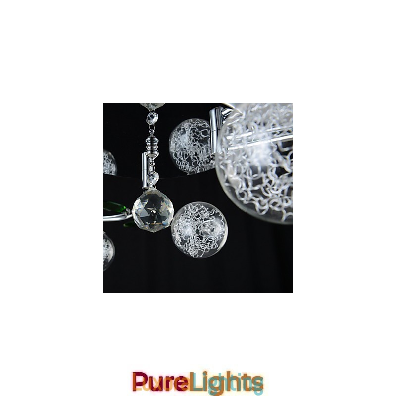 Designer Touch Decorative Chandelier 6 Light Country Aluminum Glass Chrome