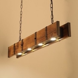 Designer Touch Decorative Industrial Style Pendant Light Rectangle Wood Ceiling Light Island