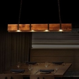 Designer Touch Decorative Industrial Style Pendant Light Rectangle Wood Ceiling Light Island