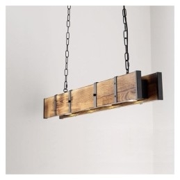 Designer Touch Decorative Industrial Style Pendant Light Rectangle Wood Ceiling Light Island