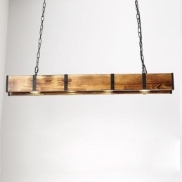 Designer Touch Decorative Industrial Style Pendant Light Rectangle Wood Ceiling Light Island