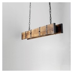 Designer Touch Decorative Industrial Style Pendant Light Rectangle Wood Ceiling Light Island