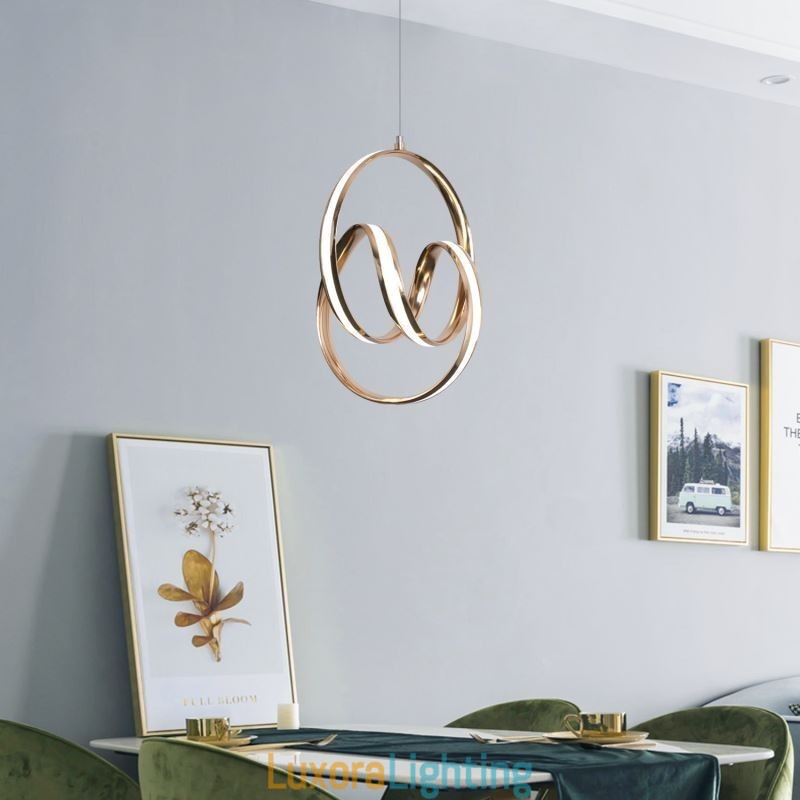 Designer Touch Decorative Modern Minimalist Pendant Lamp Unique Circular Twist Light Fixture Island