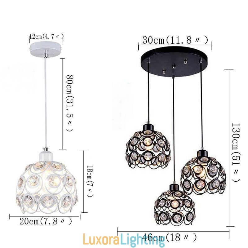 Designer Touch Decorative Hollow Crystal Iron Pendant Lamp Island Ideas