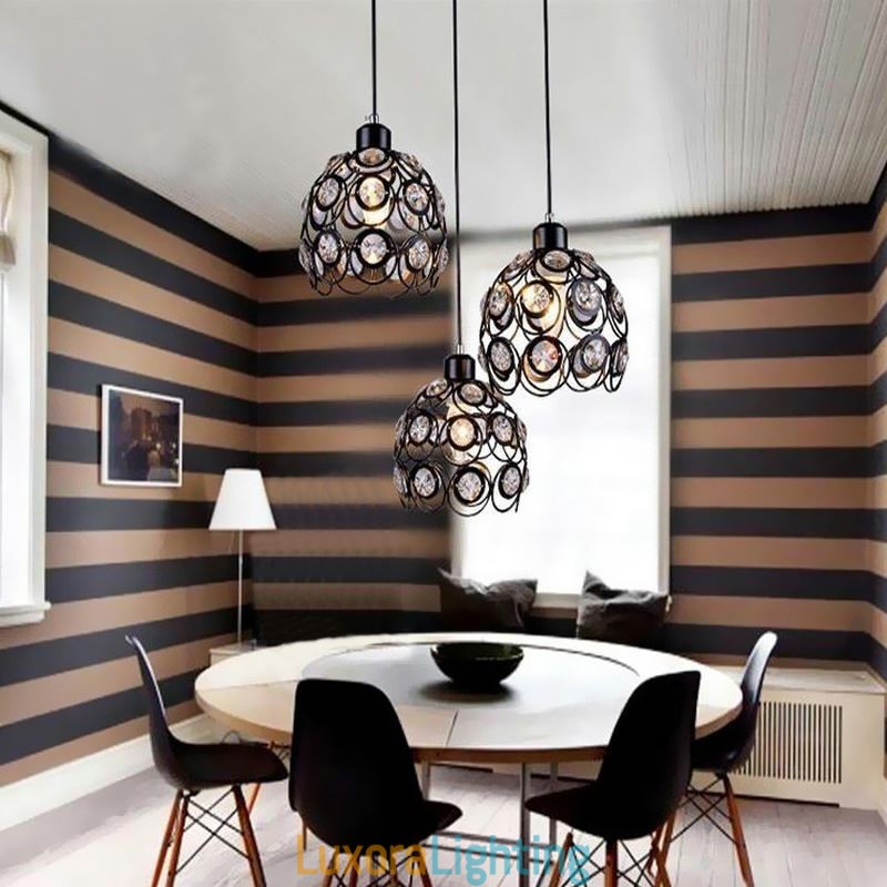 Designer Touch Decorative Hollow Crystal Iron Pendant Lamp Island Ideas