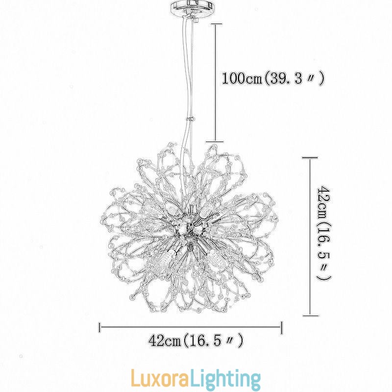 Designer Touch Decorative Dandelion Crystal Pendant Light Elegant Chandelier