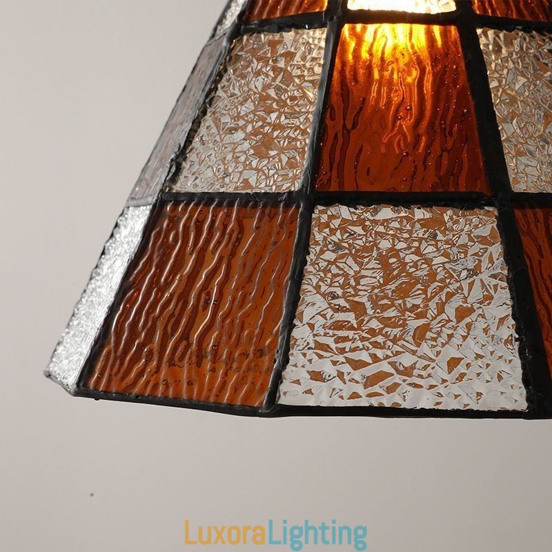 Designer Touch Decorative Retro Lattice Glass Pendant Lamp Japanese Style Lighting