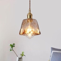 Designer Touch Decorative Unique Mini Glass Pendant Light Japanese Style Amber Color Lighting