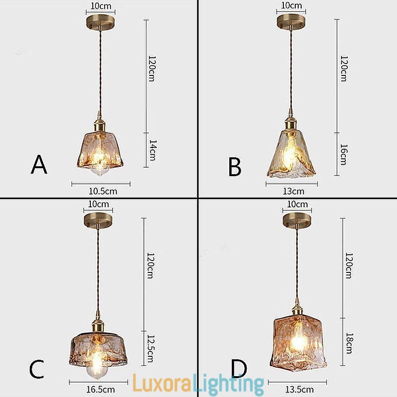 Designer Touch Decorative Unique Mini Glass Pendant Light Japanese Style Amber Color Lighting