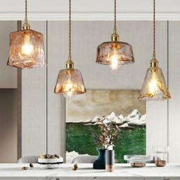 Designer Touch Decorative Unique Mini Glass Pendant Light Japanese Style Amber Color Lighting
