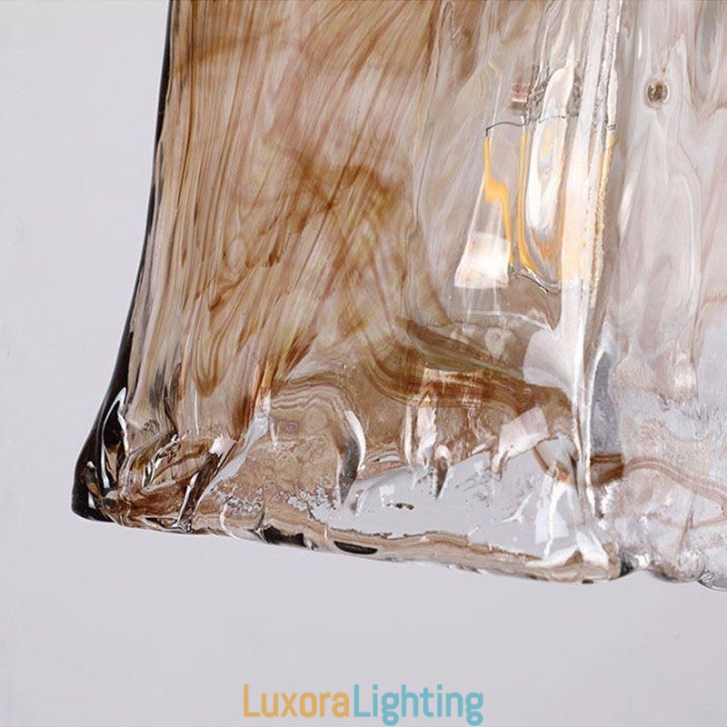 Designer Touch Decorative Unique Mini Glass Pendant Light Japanese Style Amber Color Lighting