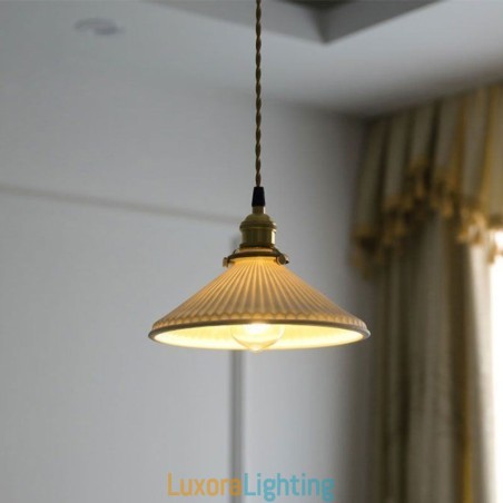 Designer Touch Decorative Japanese Style Ceramics Pendant Light Retro Pleated Pendant Lamp