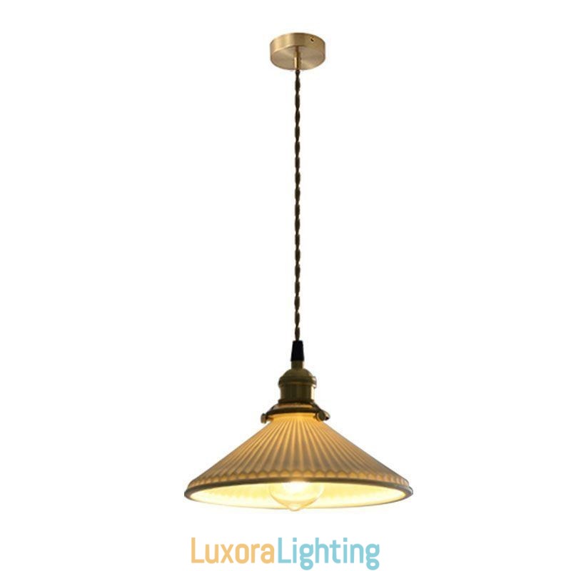 Designer Touch Decorative Japanese Style Ceramics Pendant Light Retro Pleated Pendant Lamp