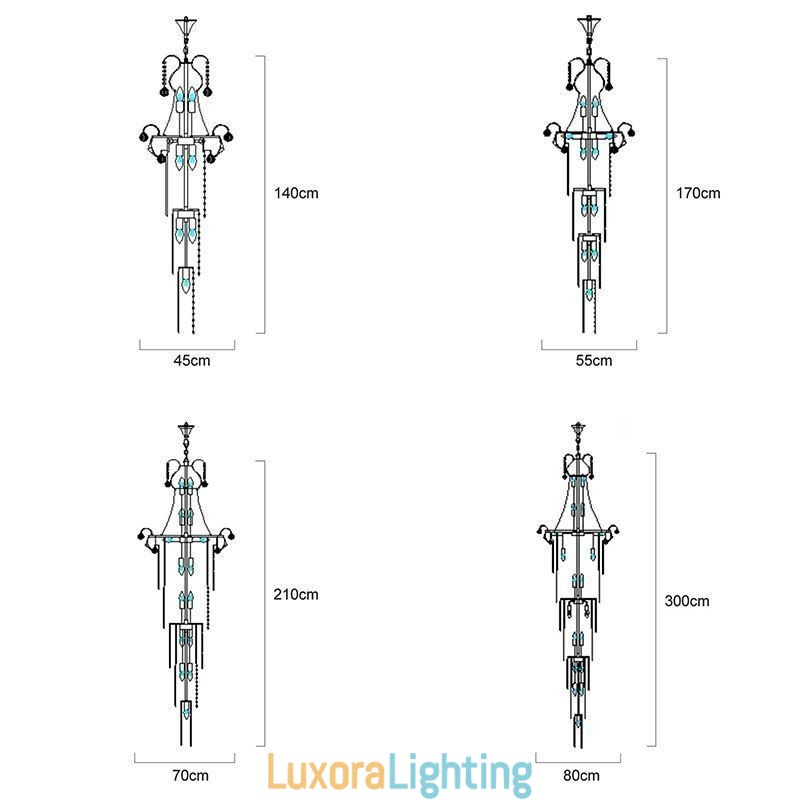 Designer Touch Decorative Elegant Long Pendant Crystal Chandelier