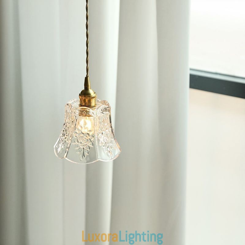 Designer Touch Decorative Flower Pendant Lamp Minimalist Glass Light Fixture
