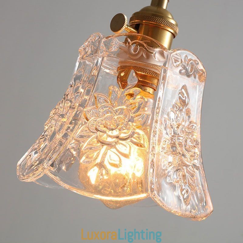 Designer Touch Decorative Flower Pendant Lamp Minimalist Glass Light Fixture