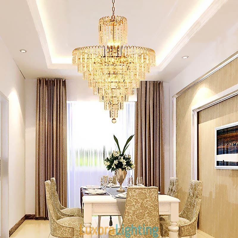 Designer Touch Decorative Modern Elegant Crystal Pendant Light Conical Chandelier