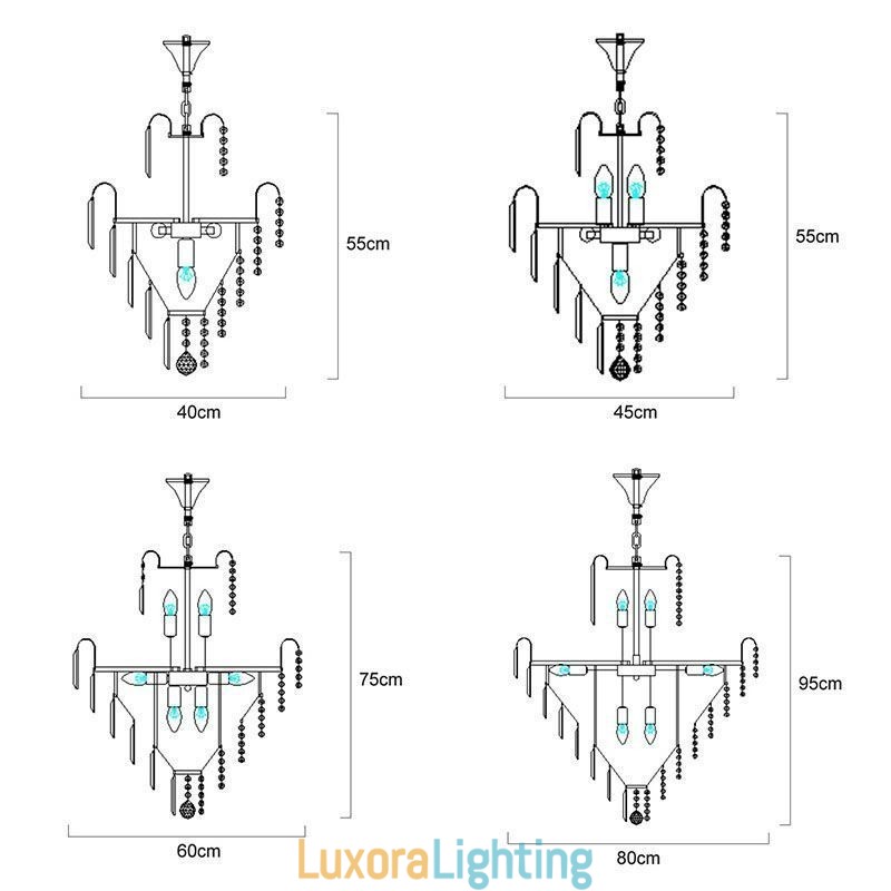 Designer Touch Decorative Modern Elegant Crystal Pendant Light Conical Chandelier