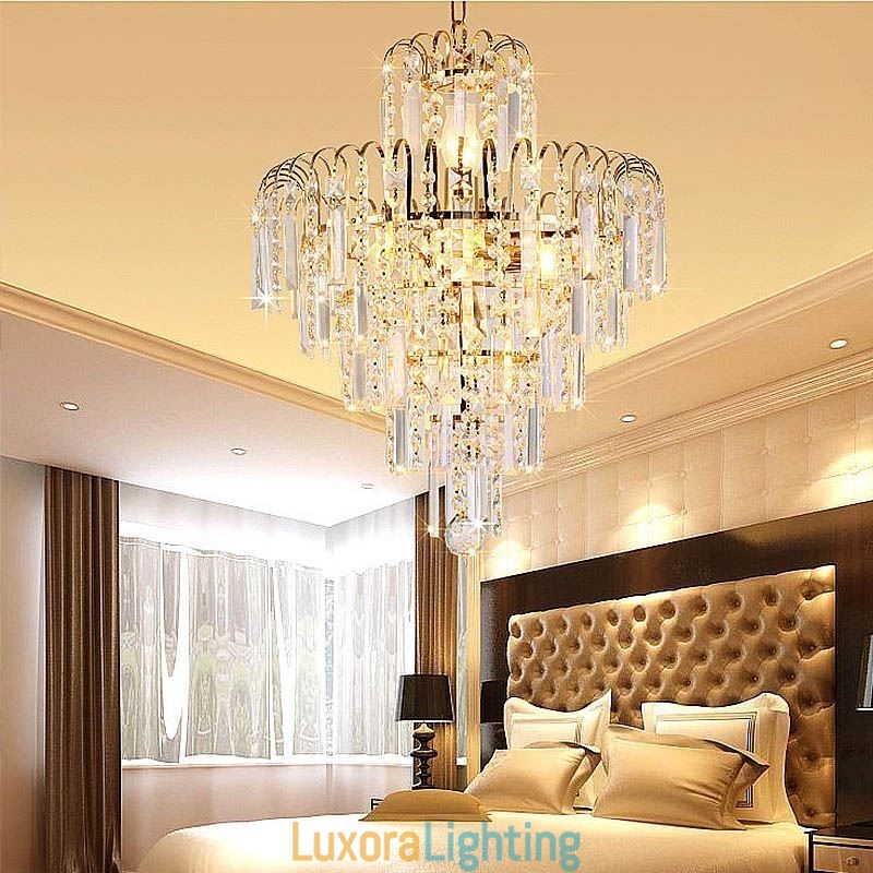 Designer Touch Decorative Modern Elegant Crystal Pendant Light Conical Chandelier