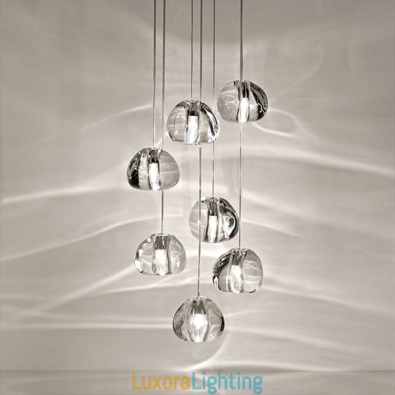 Designer Touch Decorative Modern Crystal Cluster Pendant Light Unique Crystal Lamp Shade Duplex Stair
