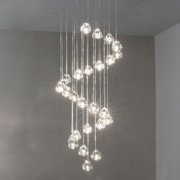Designer Touch Decorative Modern Crystal Cluster Pendant Light Unique Crystal Lamp Shade Duplex Stair