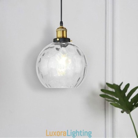 Designer Touch Decorative Contemporary Glass Pendant Light Round Water Pattern Glass Pendant Lamp