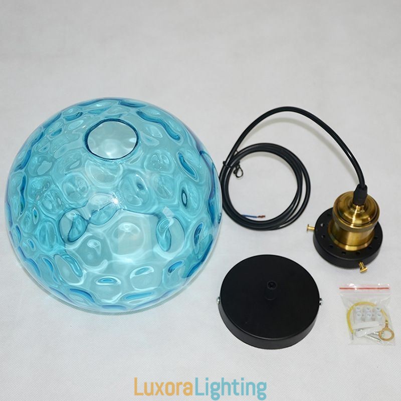 Designer Touch Decorative Contemporary Glass Pendant Light Round Water Pattern Glass Pendant Lamp