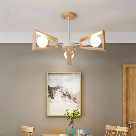 Designer Touch Decorative Modern Fan Shaped Chandelier Elegant Wood Pendant Light