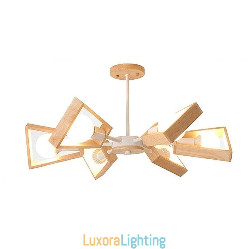Designer Touch Decorative Modern Fan Shaped Chandelier Elegant Wood Pendant Light