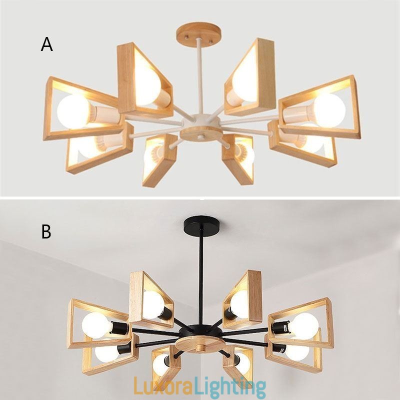 Designer Touch Decorative Modern Fan Shaped Chandelier Elegant Wood Pendant Light