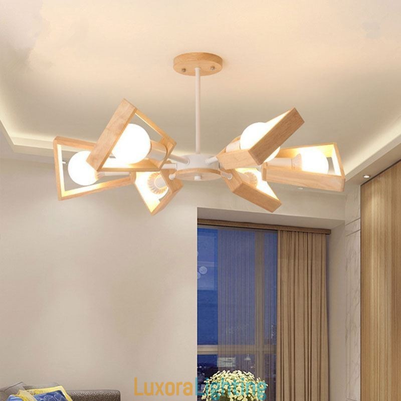 Designer Touch Decorative Modern Fan Shaped Chandelier Elegant Wood Pendant Light