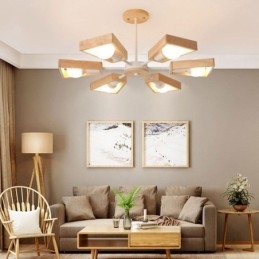 Designer Touch Decorative Modern Fan Shaped Chandelier Elegant Wood Pendant Light