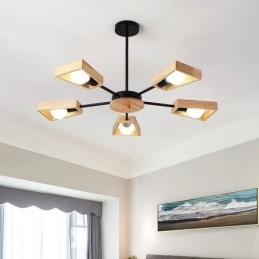 Designer Touch Decorative Modern Fan Shaped Chandelier Elegant Wood Pendant Light