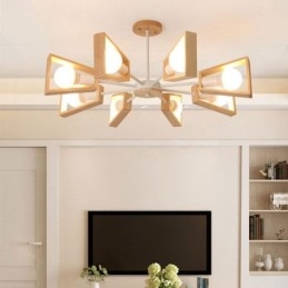 Designer Touch Decorative Modern Fan Shaped Chandelier Elegant Wood Pendant Light