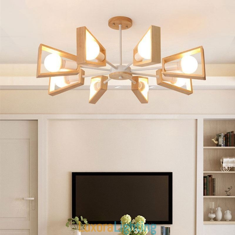 Designer Touch Decorative Modern Fan Shaped Chandelier Elegant Wood Pendant Light