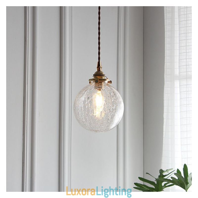 Designer Touch Decorative Glass Pendant Light Modern Crackle Ceiling Light Fixture
