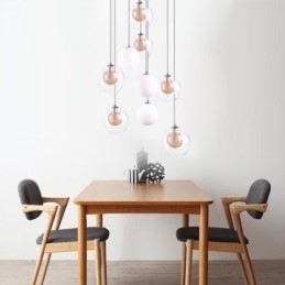 Designer Touch Decorative Pendant Light Glass Cluster Ceiling Light Gold Nickel Brushed+Milky Glass Ball