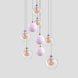 Designer Touch Decorative Pendant Light Glass Cluster Ceiling Light Gold Nickel Brushed+Milky Glass Ball