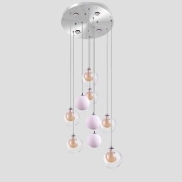 Designer Touch Decorative Pendant Light Glass Cluster Ceiling Light Gold Nickel Brushed+Milky Glass Ball