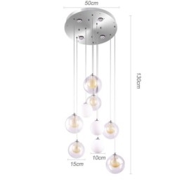 Designer Touch Decorative Pendant Light Glass Cluster Ceiling Light Gold Nickel Brushed+Milky Glass Ball