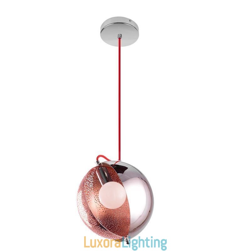 Designer Touch Decorative Modern Rose Gold Pendant Light Half Round Glass Lamp Shade Light Cafe